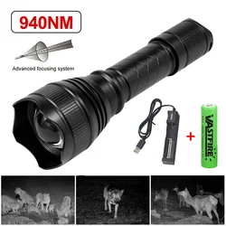 T21 Infrared IR 850nm/940nm Night Vision LED Tactical Flashlight Zoom IPX6 Waterproof Torch Use 18650 Battery Hunting Lantern