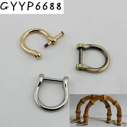 16mm 19mm Screw D ring Natural bamboo handles for bags replacement,retro hand made knit bag handbags Hardware Accessories