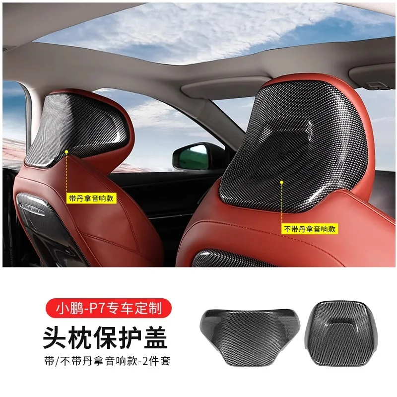 

For XPENG P7 Headrest Cover - Carbon Fiber Style Seat Pillow Protector - Interior Accessories Upgrade (Set of 2)