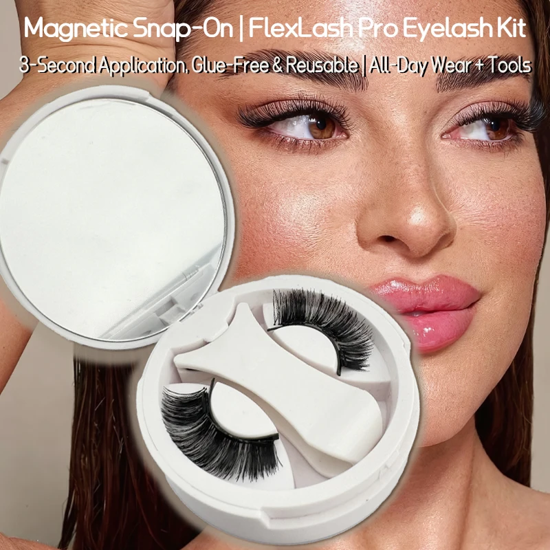 

Magnetic Eyelash Set with Applicator, Reusable False Eyelashes, Glue-Free Design, Black 001