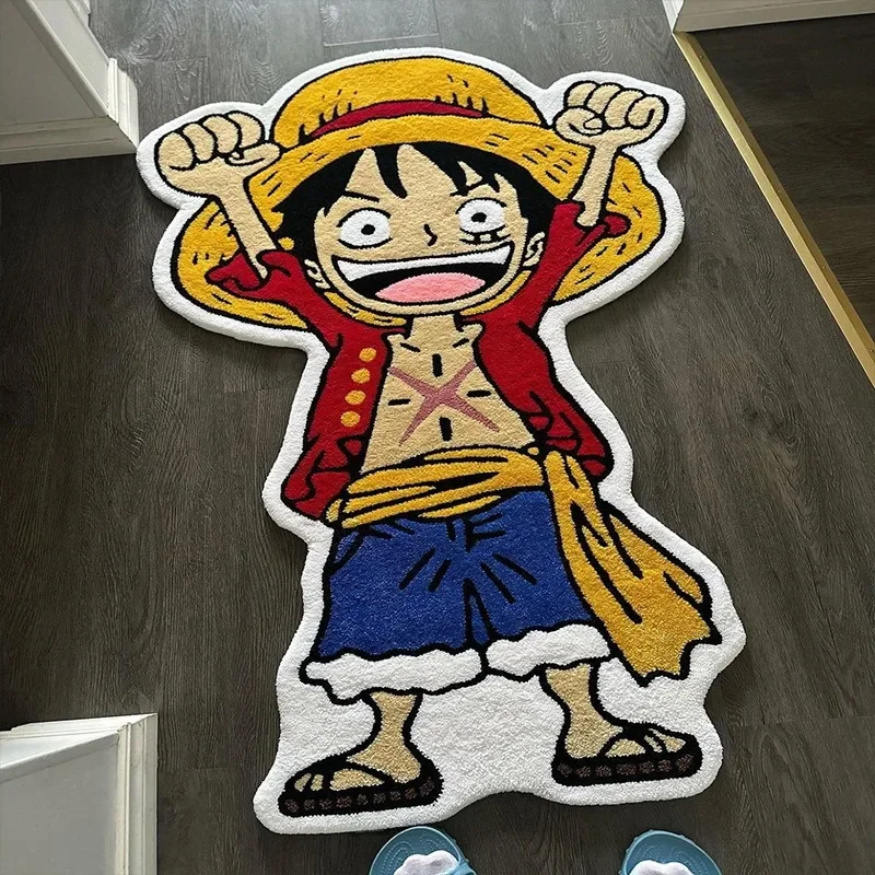Tek parça Luffy sevimli animasyon baskı halı taklit kaşmir yatak odası banyo banyo leke dayanıklı zemin mat