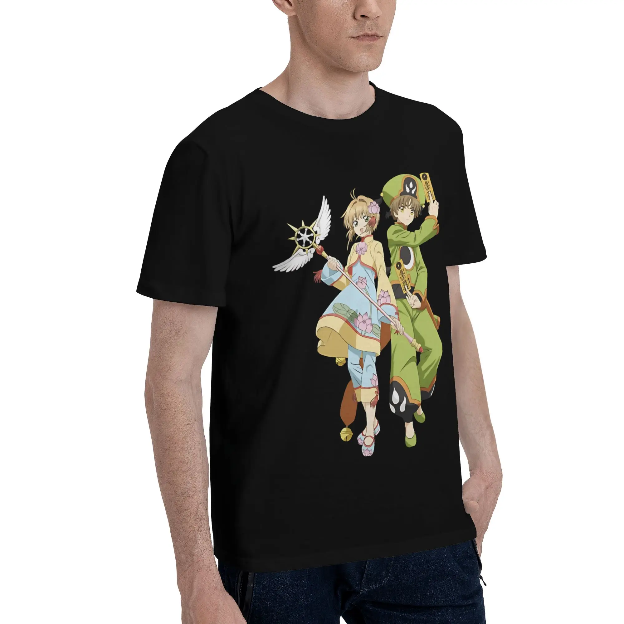 Card Captor Sakura   Sakura and Syaoran   Funny 100% Cotton T-Shirt Bandai Cardcaptor Sakura Tees Tops For Men