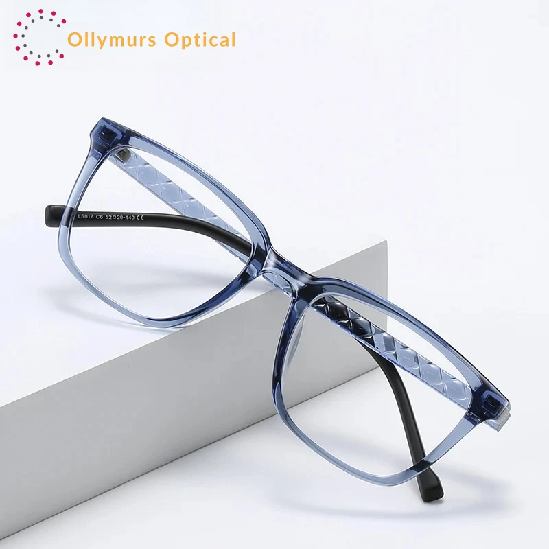 

OLLYMURS New Rectangular Frame Personalized Fashion Design Anti Blue Light Reading Glasses Men Customizable Prescription LS017