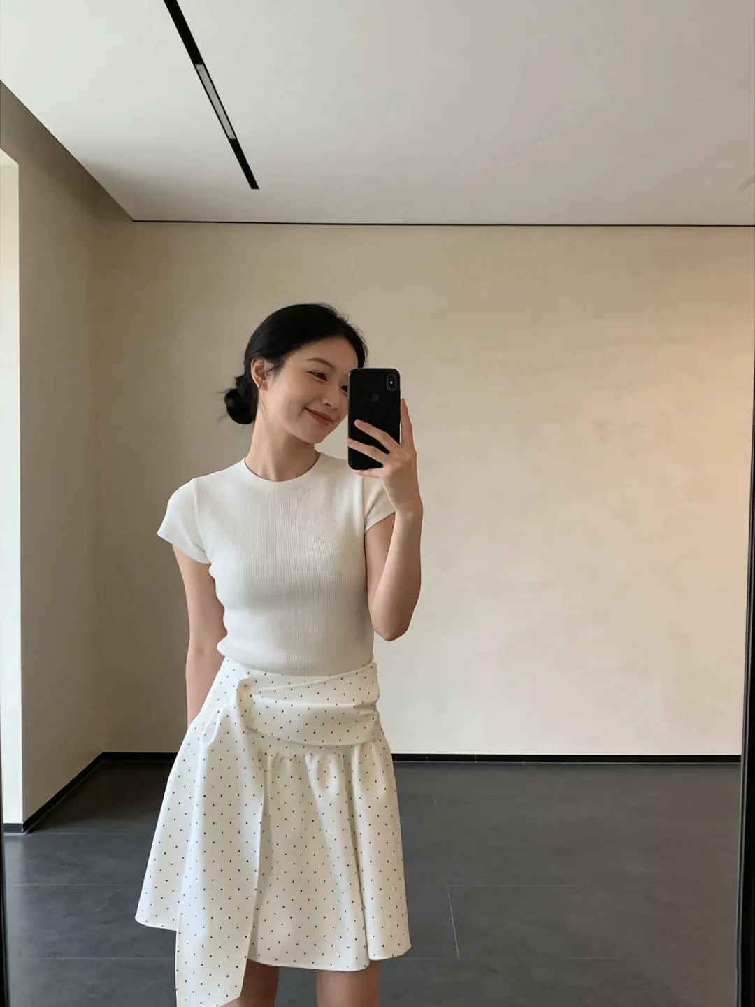 plus Size Polka Dot A-Line Skirt Women's Summer 2026 New Korean Retro Design Miu Series Half-length Skirt High Waist Button D...