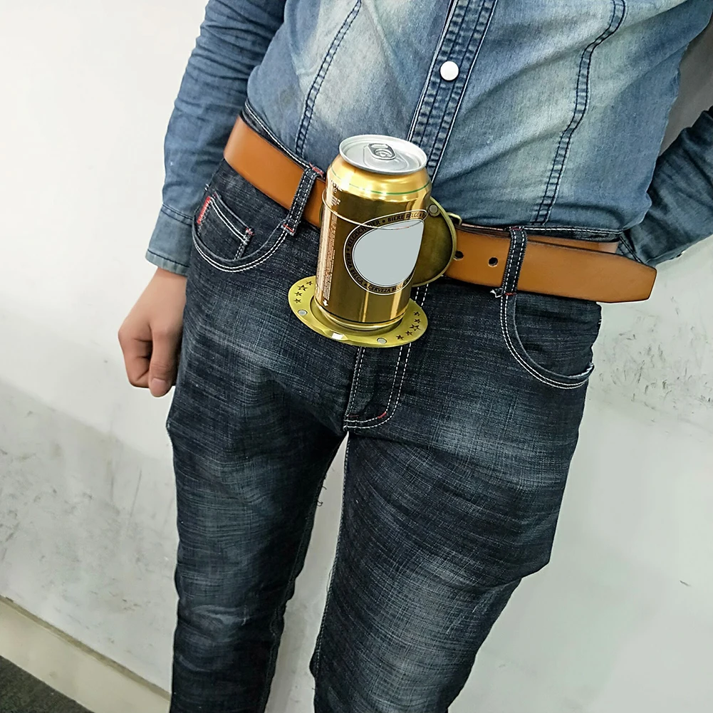 Portable Bar Metal Beer Funny Head Belt Bottle Buckle for Outdoor Drinking Camping Picnic Wine Can Holder Party Creative Decor