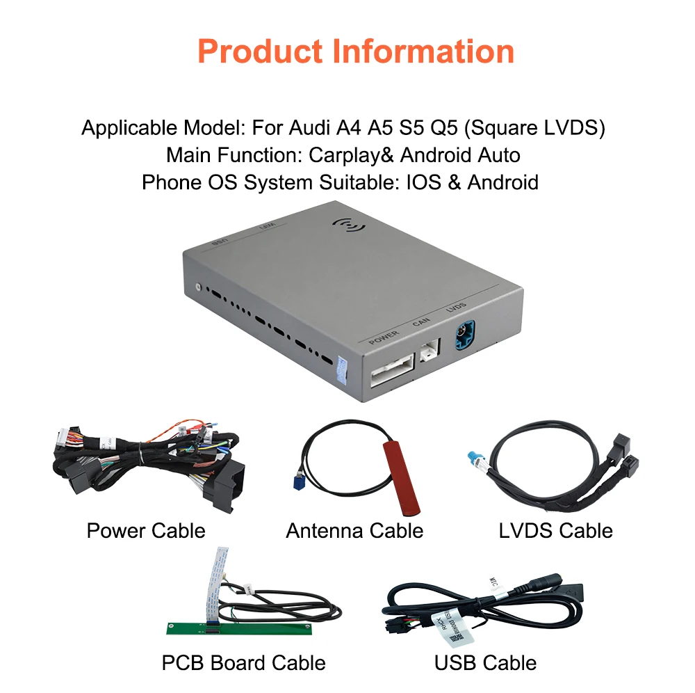 Bonroad OEM Bildschirm-Upgrade-Schnittstelle für Audi A4 B8 A5 Q5 2009-2015 Audi Concert Symphony Carplay Android Auto Modul Smart Box – Detail 13