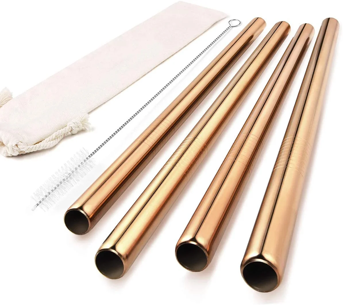 4pcs 12mm Extra Wide Straw Reusable 304 Stainless Steel Drinking Straw Metal Straws for Smoothies Tapioca Pearls Milk Bubble Tea