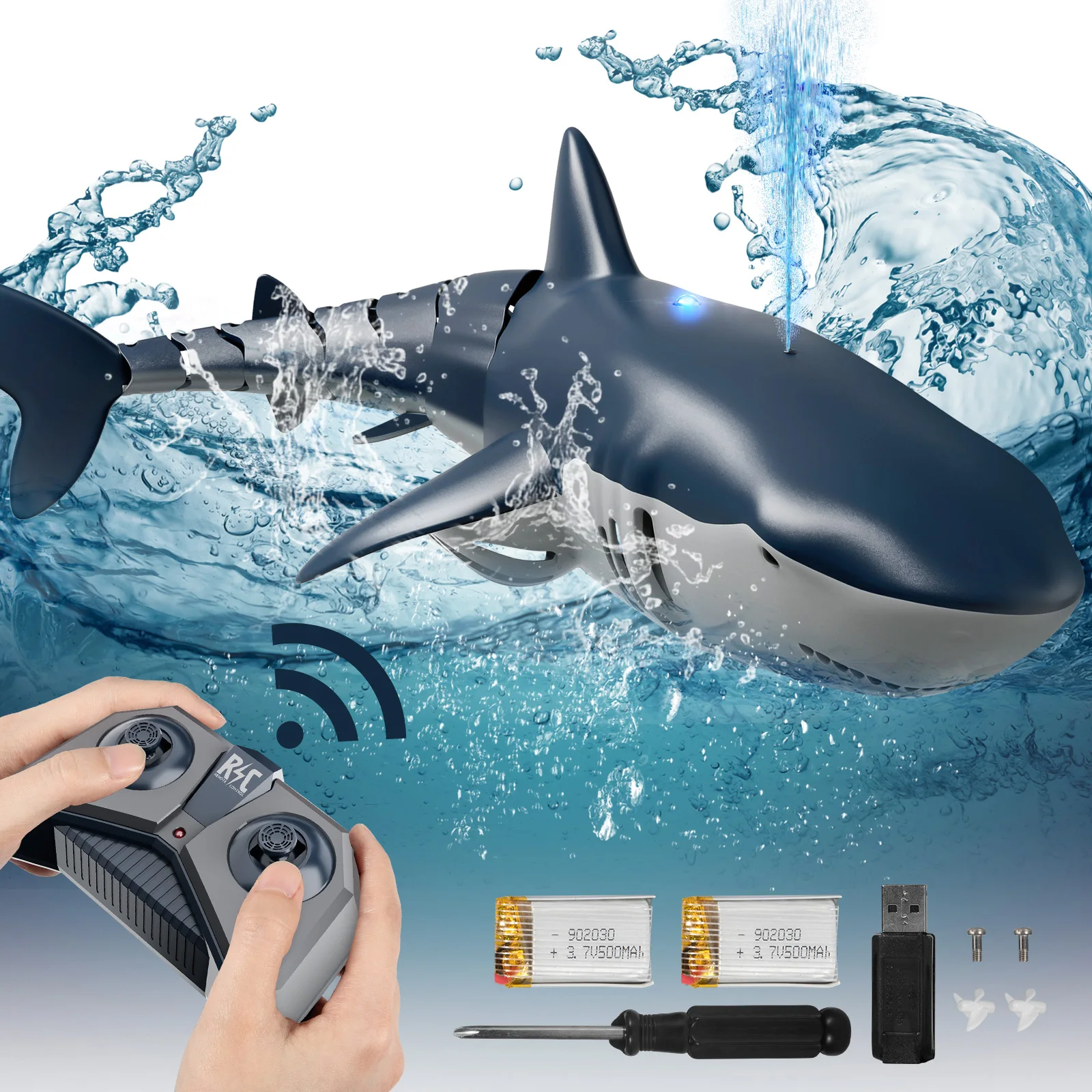 2.4G Remote Control Shark Toys Swimming Pool Bathroom Gift Remote Control Boat Toys Kids Boys Kids Cool Toys Shark Submarine