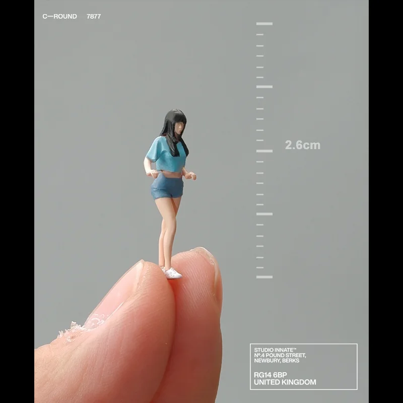 1:64 scale miniature model of a girl riding a bicycle, resin micro figurine, food toy, small doll, prop, sandbox decoration