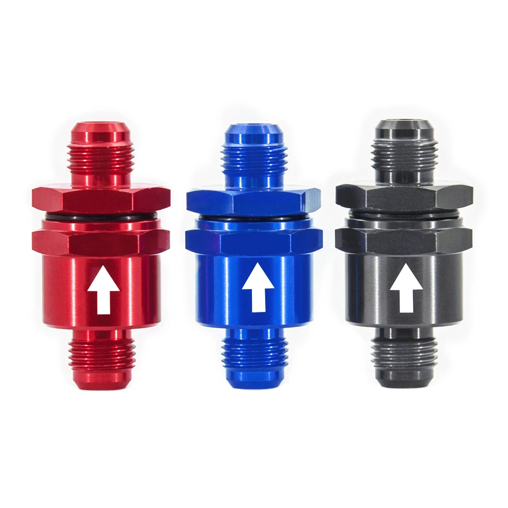 Anoized Aluminum AN6 Fuel No Return Valce One Way Check Valve Petrol Diesel Black Blue Red Color