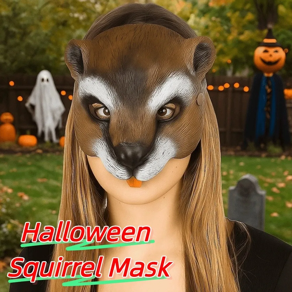 

3D Halloween Squirrel Mask Realistic Creativity Animal Half Face Mask Unisex Breathable Halloween Cosplay Mask Carnival Party