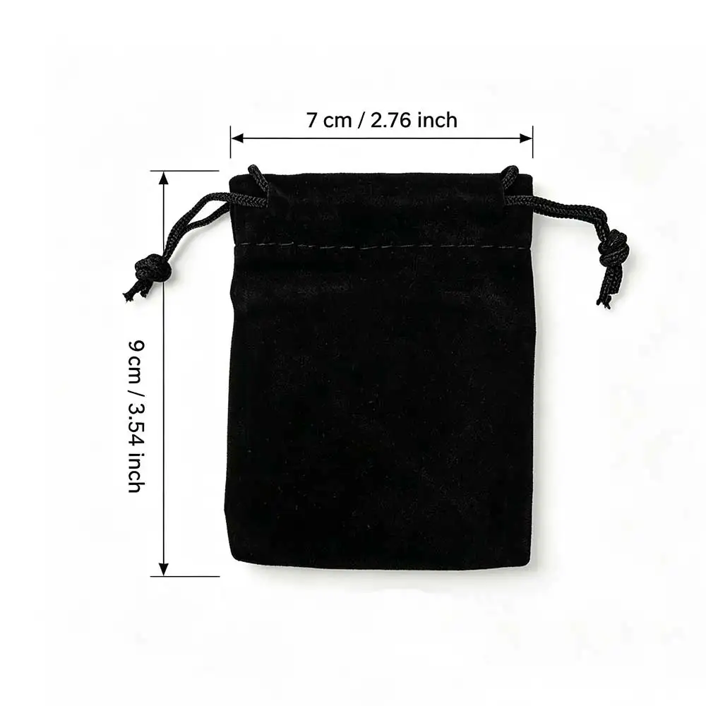 Black Velvet Drawstring Pouch, 7x9cm Small Gift Jewelry Storage Bag, Velvet Sack for Earring Bracelet Tiny Items Packing GYH