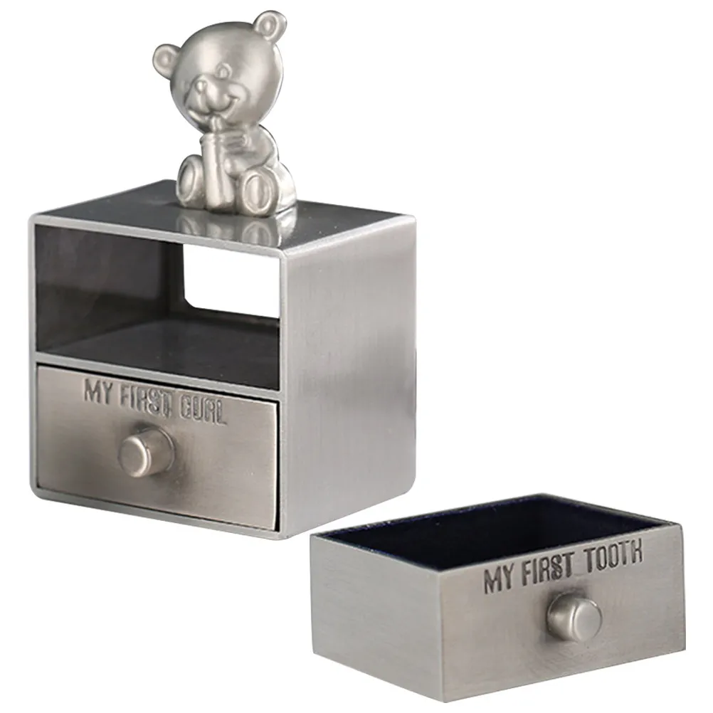 

Classic Baby Tooth Storage Box Multi-Functional Metal Jewelry Trinket Organizer Keepsake Box for Rings Earrings Vanity Table