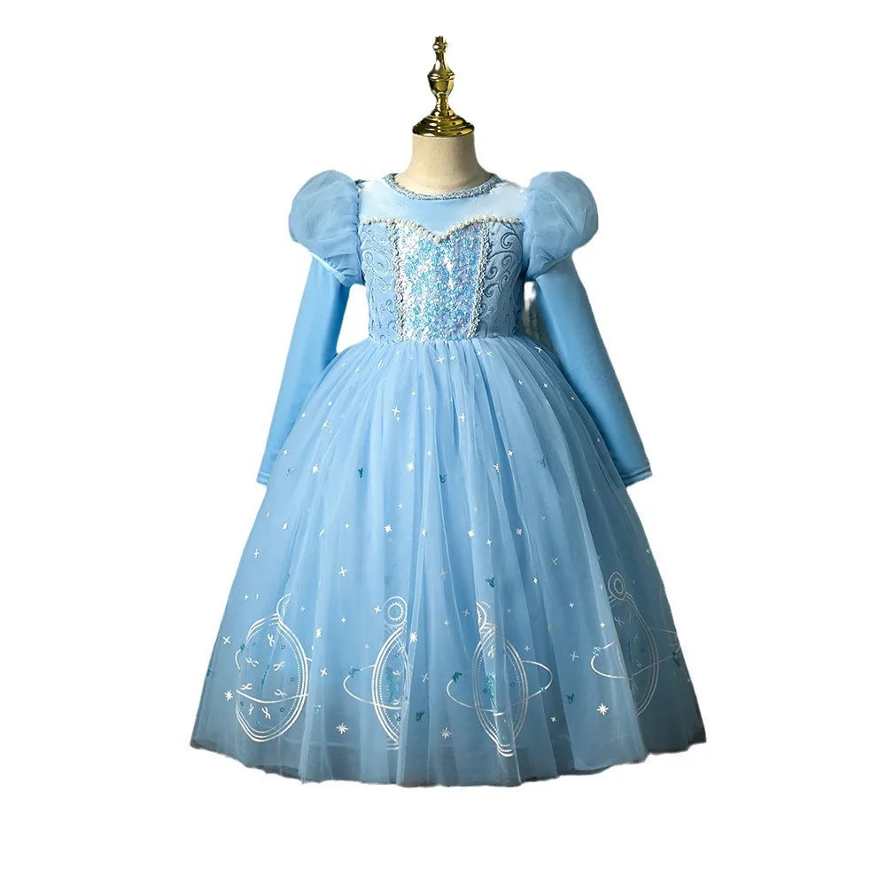 Meninas princesa disney traje vestidos crianças elsa cosplay vestido neve branca rainha aniversário saia fofa vestido de desempenho