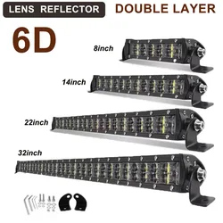 6D LIGHT Bar 8 14 22 32 inch 36W 72W 120W 180W LED Work Light Combo LED Bar Light for Driving Offroad Boat 4WD 4x4 Truck SUV ATV