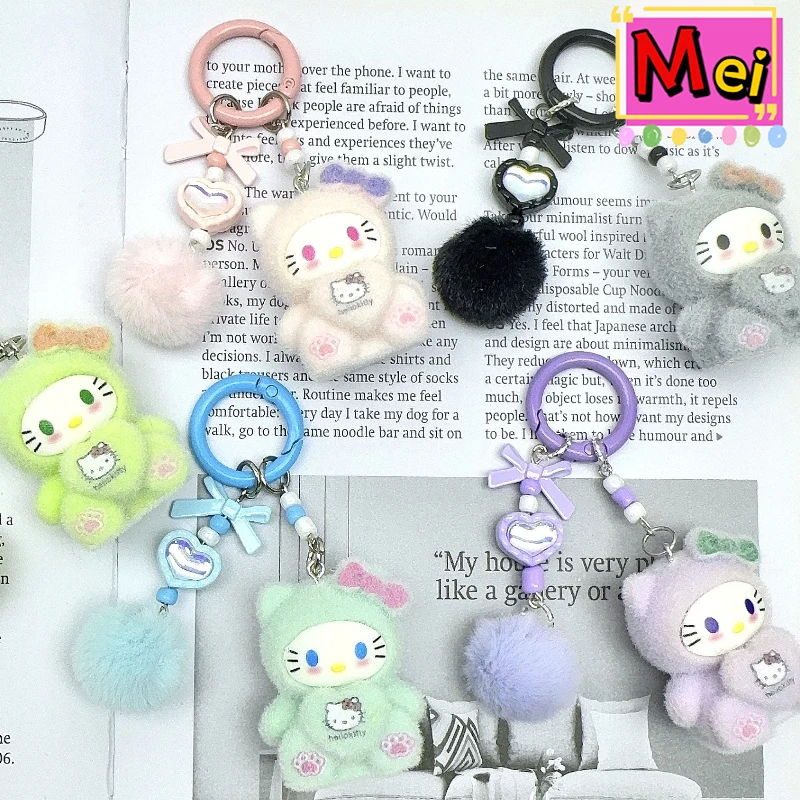 جديد لطيف كيتي أفخم المفاتيح الملونة 3d أفخم القط على شكل حقيبة الظهر قلادة سيارة الديكور شنقا سلسلة عيد الميلاد هدية عيد ميلاد