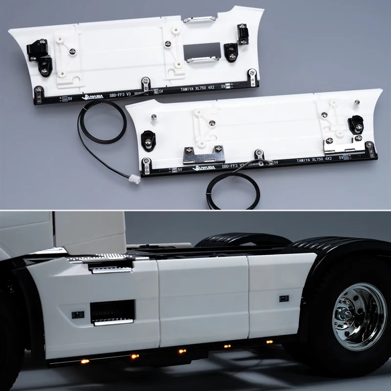 1 Set LED Side Skirt Lights for 1/14 Tamiya RC Truck Car VOLVO FH16XL 750 4X2 56375 Diy Parts Toys