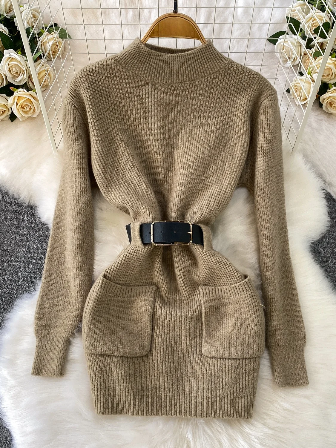 

Утягивающее высокое трикотажное платье, женское новое сексуальное платье в стиле ретро с поясом на талии Dr Ci, юбка трапециевидной формы, облегающая посадка