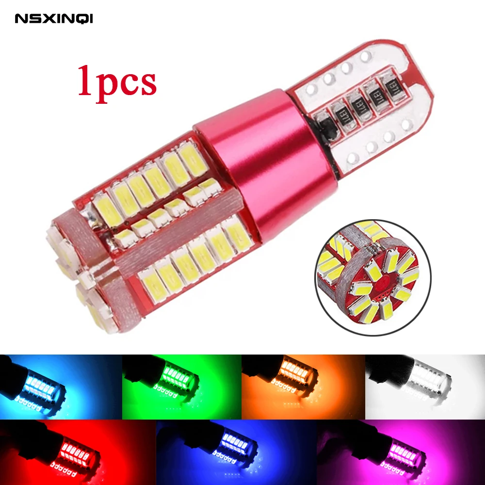 

NSXINQI 1pcs Car Motorcycle Light Lamp 3014 Free Canbus Error Bulb Wedge 57SMD Bright T10 LED