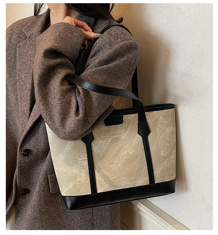 

Women's Retro Large Capacity Tote Bag - Fashionable Trendy Casual Versatile Shoulder & Underarm Bag for Western Style