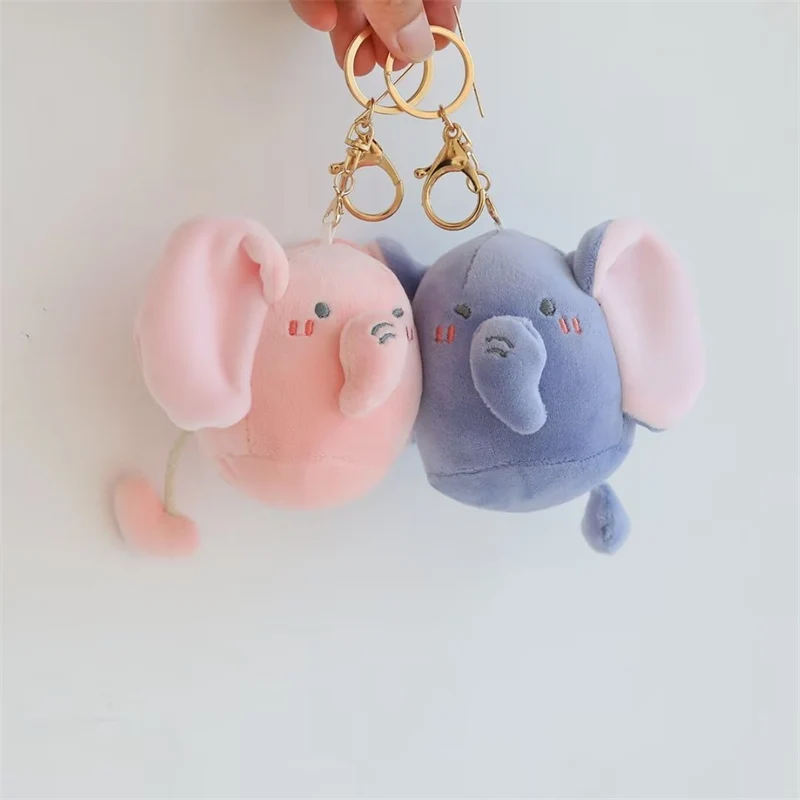 10cm Kawaii Anime Cat Duck Keychain Soft Plush Toy Stuffed Elephant Doll Lovely Backpack Decoration Best Gift for Girls