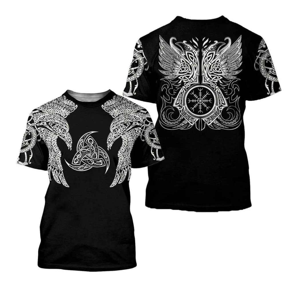 Nordic Monster Wolf Dragon Eagle Element Pattern T-shirt Cyfrowy nadruk 3D T-shirt Street Wear s-5Xl Nowy popularny neutralny prezent