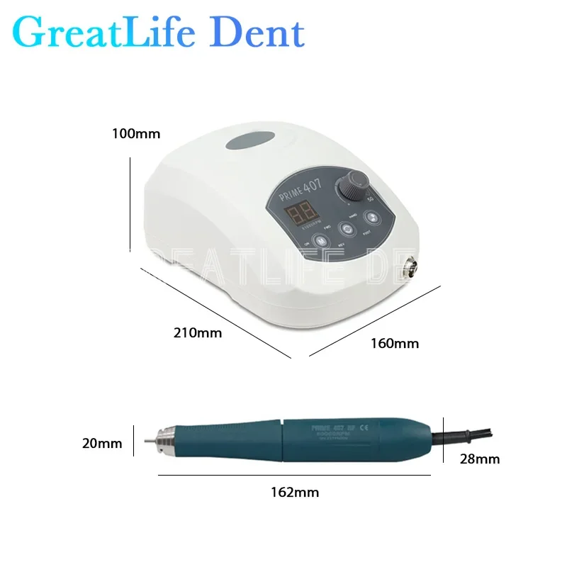 GreatLife Dent 230W 50000 Rpm Brushless Polishing Machine Prime 407 Drills Machine Nail Jewelry Dental Micromotor Handpieces