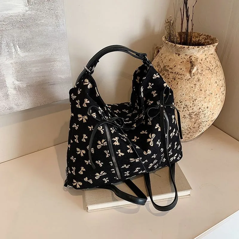 

Retro Floral Backpack Female Sweet Temperament Large-capacity Shoulder Crossbody Bags for Women Leisure Travel Messenger Handbag