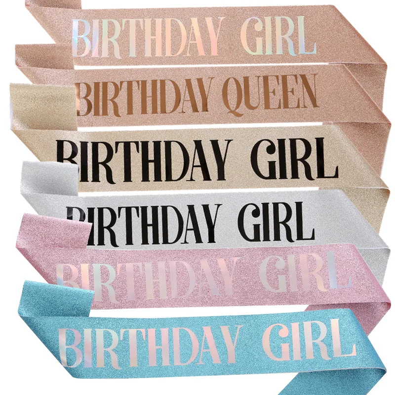 Fiesta de cumpleaños, correa de hombro de cebolla dorada, correa de etiqueta, cinta de cinturón de cumpleaños para niña