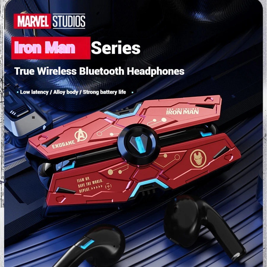 

Корпус из сплава Marvel, настоящие беспроводные Bluetooth-наушники, Железный человек, технология сотрудничества, дизайн военного корабля, киберспортивные игры, подарки для мальчиков