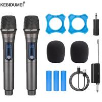 Wireless Microphone 2 Channels UHF Dual Handheld Dynamic Microphone with Rechargeable battery For Karaoke Party Home Meeting