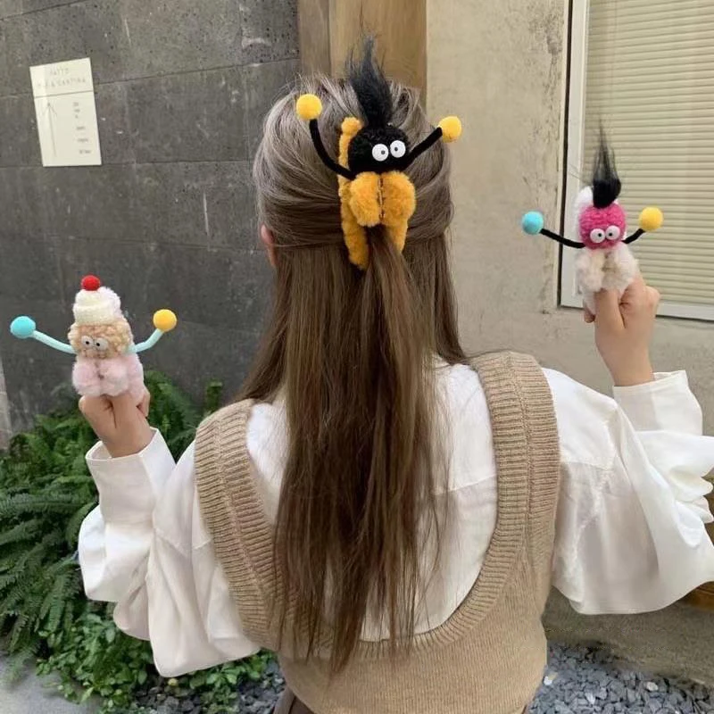 1 Stück Damen-Haarklammern, Cartoon-3D-Puppen, Kawaii, niedlich, süß, Plüsch-Haarspangen, lustig, modisch, vielseitig, Haarschmuck, Mädchen