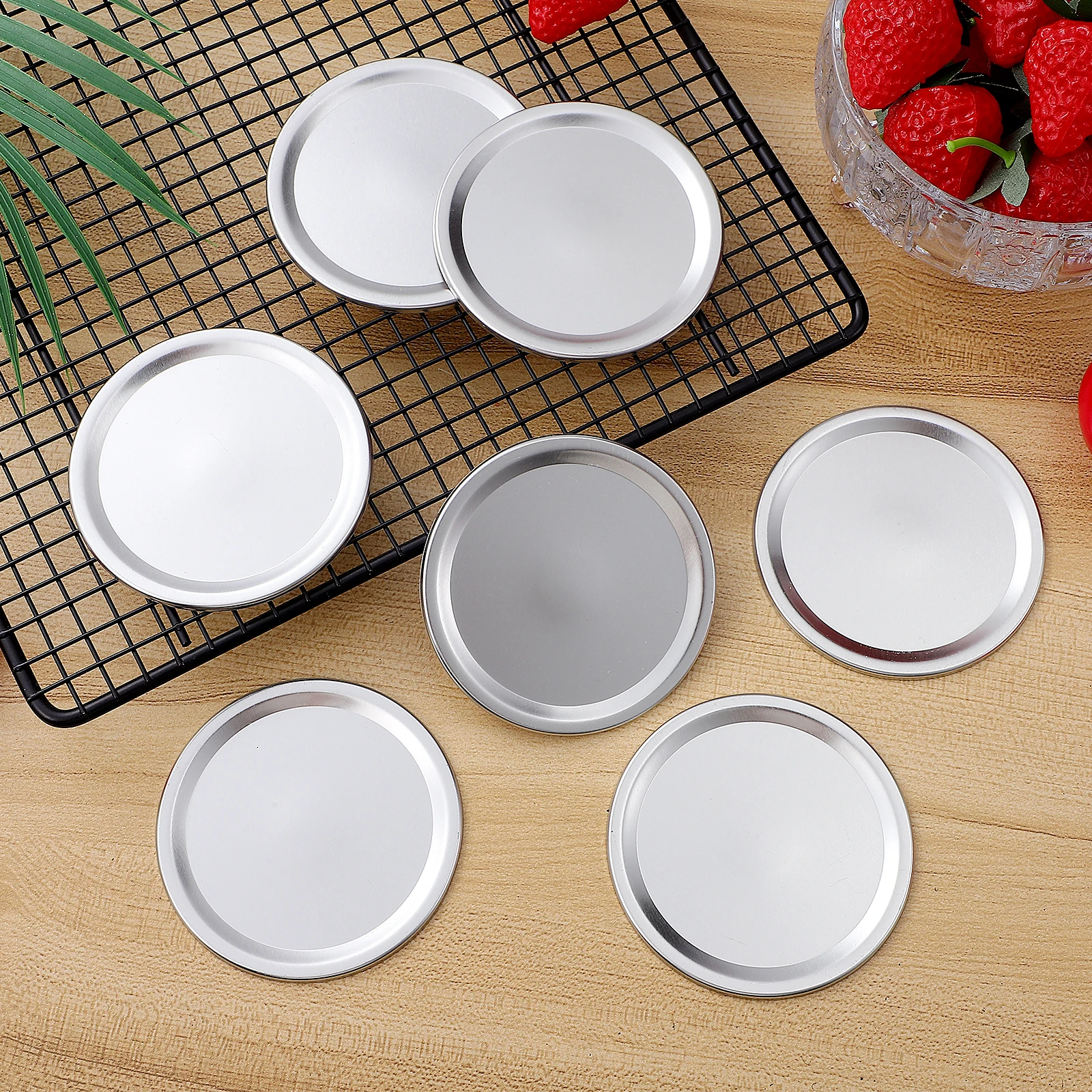 

24 Pcs Tinplate Cover Jar Caps Airtight Canning Seal Tops for Jars Cookware Lids Leak Proof Metal Wide Mouth Reusable