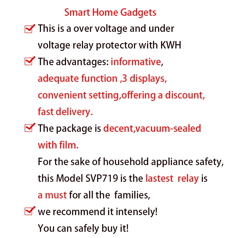 New 220V Adjust Voltage Relay Over Under Voltage Protector Over Current Limit Wattm 63Aeter KWH Energy Meter Power Comsumption