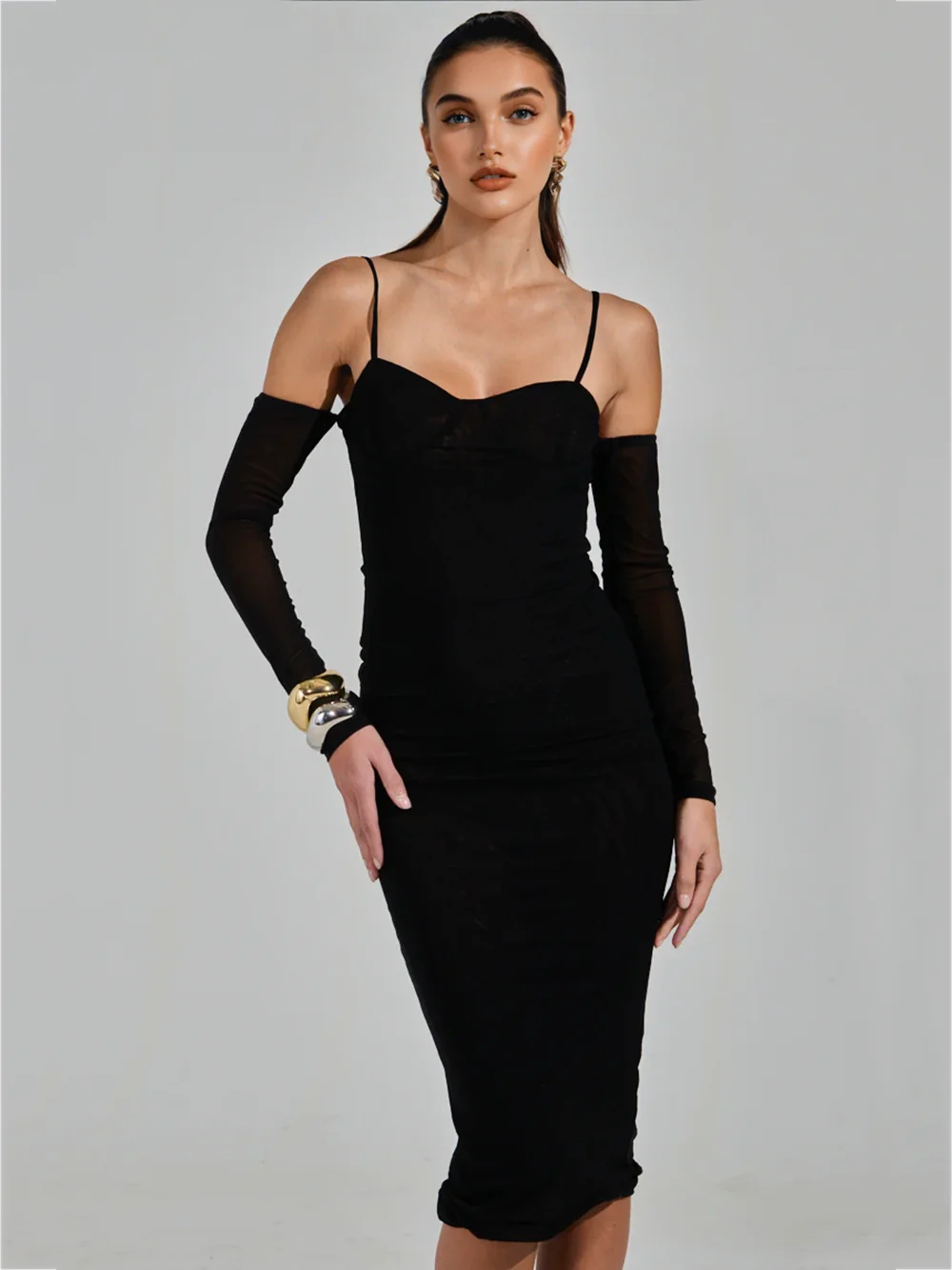 

Платье-шаль нового дизайна 2025 года, черно-белое, с завязкой на талии и юбкой на бедрах, модные платья