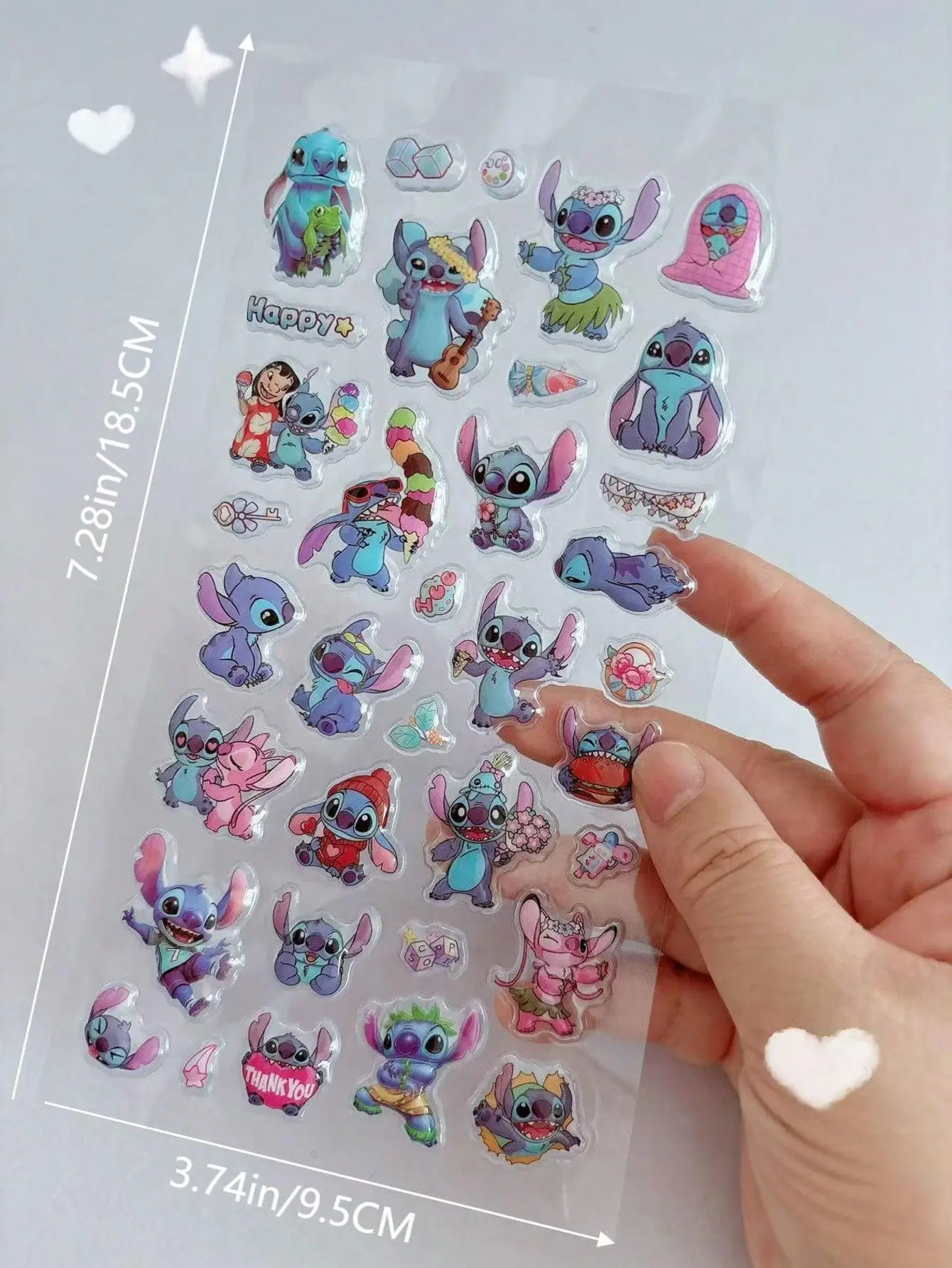 Stitch Decorative Stickers, 3D Relief Stickers for Phone Cases, Scrapbooking, Crafts, and Diary Decoration, Fun Embossed Sticker