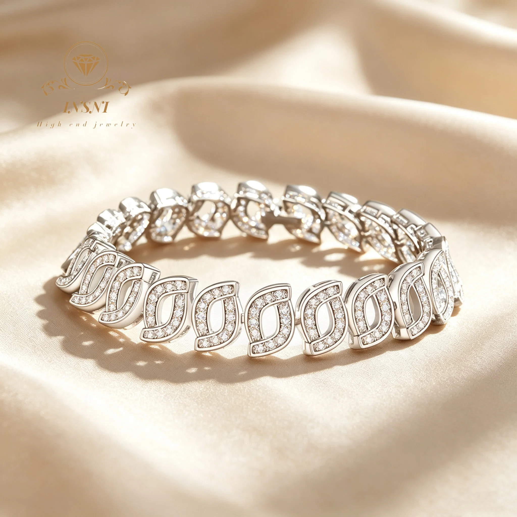 S925 Sterling Silver Moissanite Bracelet for Women - Geometric Diamond Full Pavé Design - Affordable Luxury, Elegant Jewelry