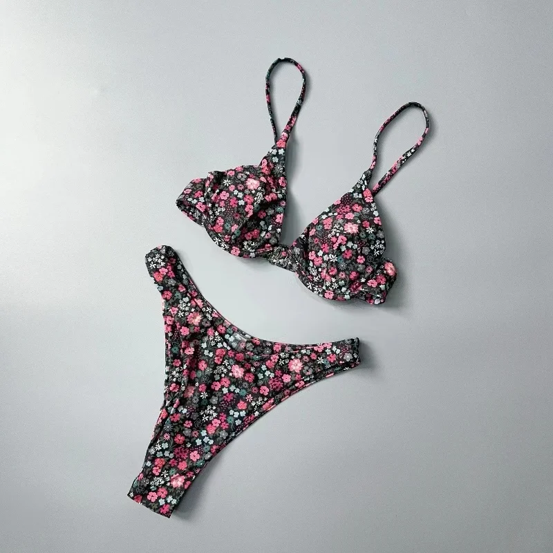 

Sexy Flikini with Steel Ring Support And Chest Pad Women's Thermal Spring Swimwear Triangular Design No Brand