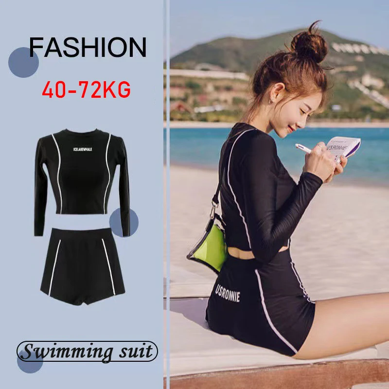 

Women Girls Swimsuit Diving Vocation Seaside Hot Spring Sunscreen Two-Piece Split Swimwear Skintight Lady Swimming Suit Set