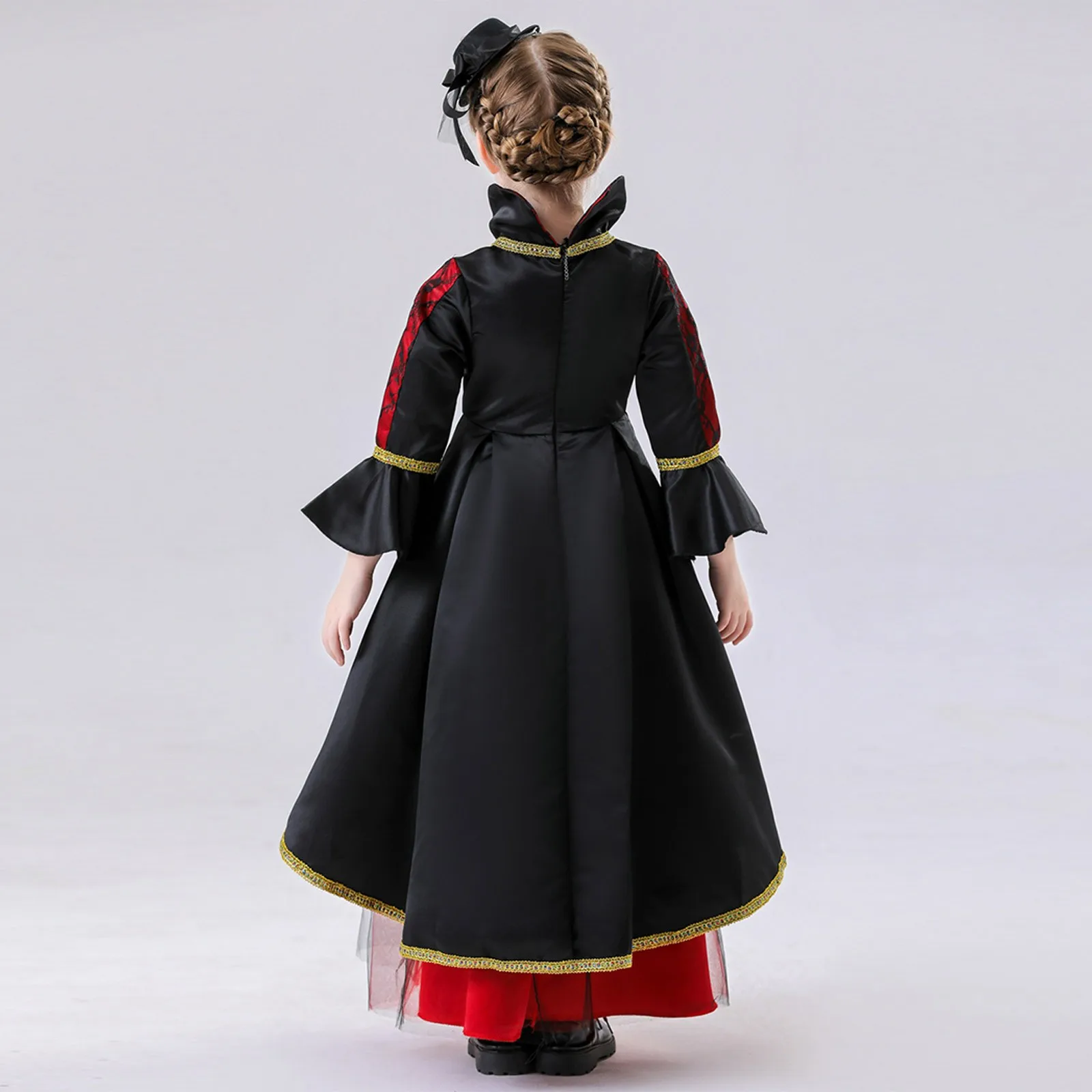 Vampire Dress For Girls Kids Halloween Cosplay Elegant Costume Party Dress Childrens Witch Fancy Dress Magic Witch Costume