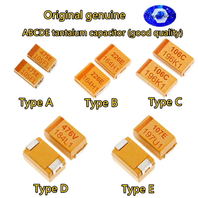 

10PCS A B C D Case Tantalum capacitor 6V 10V 16V 25V 35V 50V 0.1UF 1uf 2.2UF 4.7UF 10UF 22UF 33UF 47UF 100UF 220uF 330UF