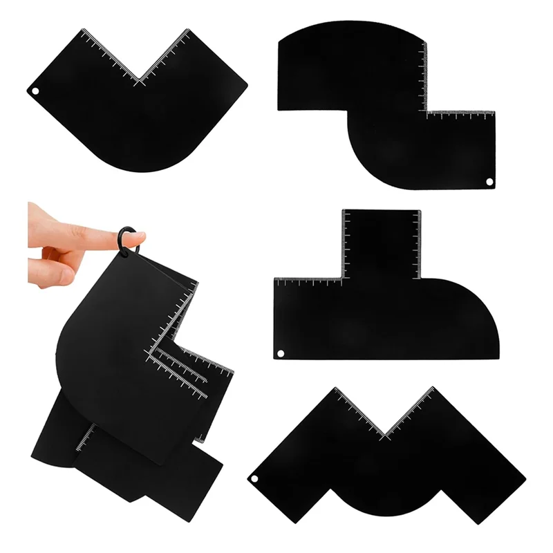 A02V-Untuk Tukang Cukur Untuk Membentuk Garis Rambut 4Pcs Set Alat Cukur Dengan Indikator Ukuran, Kartu Kesehatan Untuk Tukang Cukur