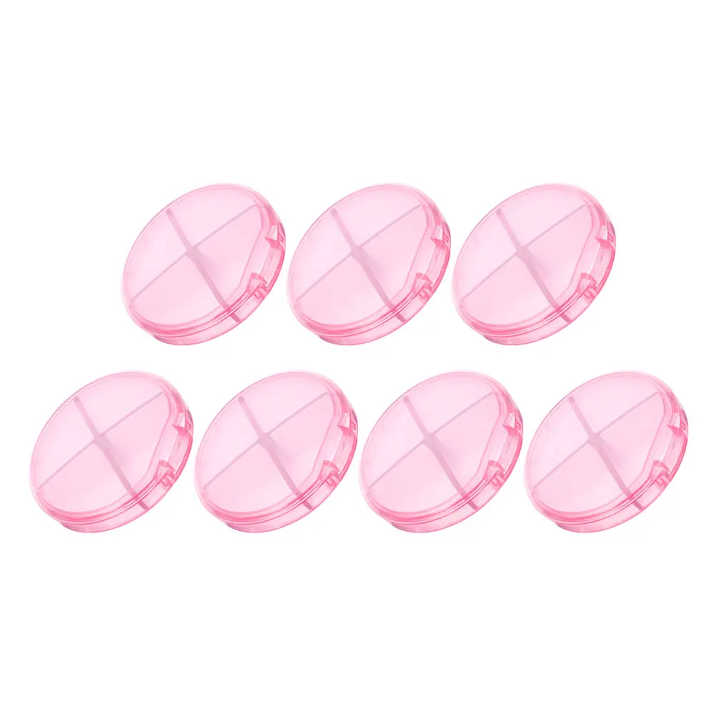 

7pcs Portable Pill Case: Round Medicine Organizer With 4 Compartments For Travel Daily Use Small Pill Storage Box Medication
