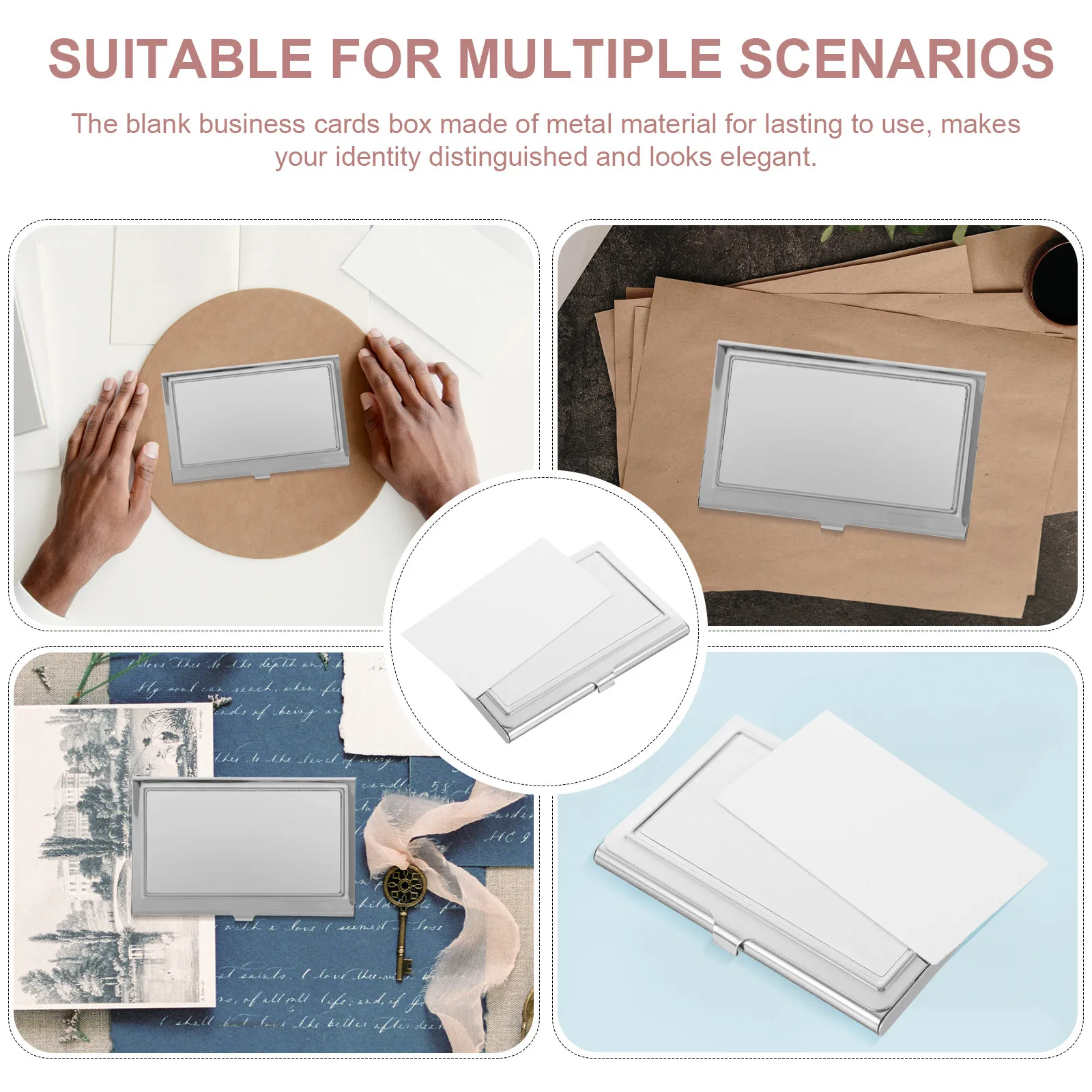 Blank Metal Name Card Box Sublimation Coated Surface Business Card Holder Compact Sublimation Heat Transfer Box