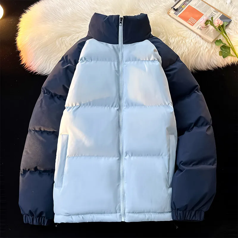 

High Quality Men's Jacket Stand Collar Fleece Lined Windproof Winter Coat Fashion Comfortable Versatile Handsome Zipper Closure