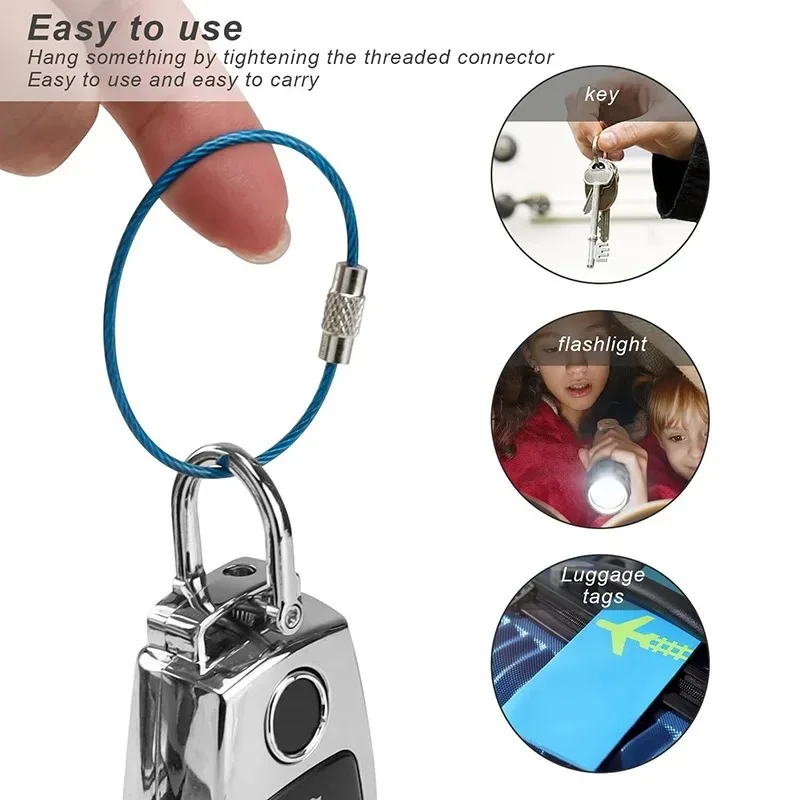 Stainless Steel Expandable Cable Key Rings Set