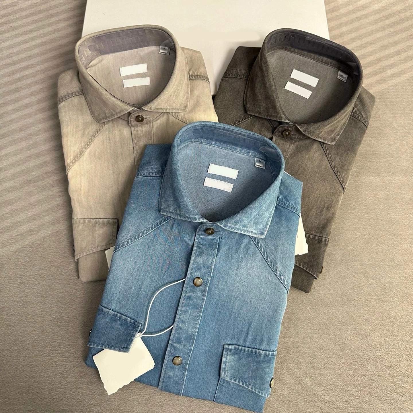 

BC Italian lapel shirt washed denim casual breathable men's long-sleeved shirt