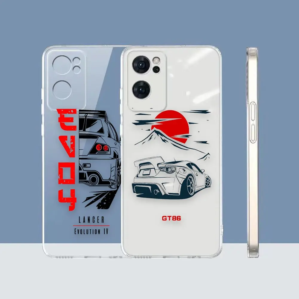 Clear Phone Case For OPPO RENO 7 6 4 4F F21 7 6 6Z 5 5F 3 2Z 11 10 8 8T FIND X3 LITE 5G 4G Case Japanese Sports Cars