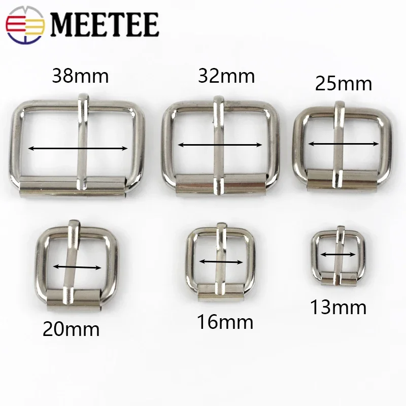 5Pcs Meetee 13-38mm Metal Buckles For Belt Shoes Bag Strap Webbing Slider Adjust Roller Pin Buckle DIY Leather Craft