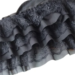 12 cm weiße Breite schwarze Drei Schichten 3d Plisaded Horn Horn gesticktes Stoff Flecken Garrison DIY Kleid Halskette Nähdekoration Dekoration Dekoration 6 Hauptverkäufe Chiffon zu Metro - №1